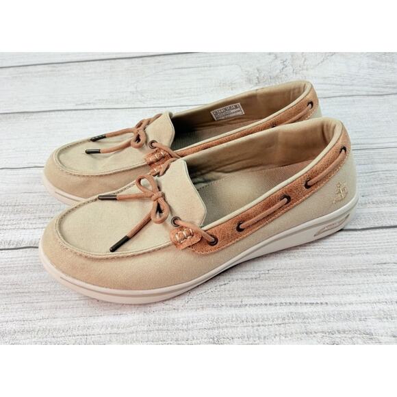 Skechers ArchFit Uplift Shoreline Boat Slip On Shoes Tan Size 10 - Picture 1 of 8